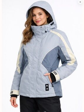 💙 Rossignol Women Ski Snowboard Jacket Blue Cream Winter Coat Small EUC Outdoor